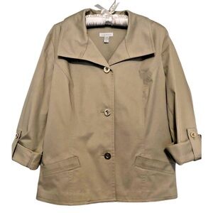 CHARTER CLUB Beige Button-Up Spring Jacket Women's Size 2X